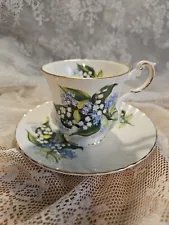 Vintage 1960s Rosina Tea Cup And Saucer, May, Lily Of The Valley/Forget Me Nots