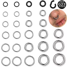 2G-12G Titanium Hinged Large Septum Ring Clicker Ear Gauge Hoop Earring Jewelry