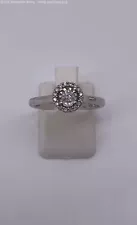 10Kt White Gold Diamond Halo Engagement Ring Size 7 (2.5g)