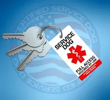 SERVICE DOG ID TAG KEY CHAIN / COLLAR TAG FOR SERVICE ANIMAL PTSD ESA SUPPORT