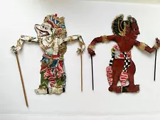 VINTAGE Shadow Puppets Lot 2 Wayang Kulit Indonesian Javanese Hanoman Balinese