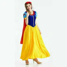 Snow White Women Costume Princess Dress w/Petticoat & Headband Halloween Cosplay