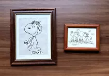 Charles Schulz Drawings - Collection of 2 - SIGNED & FRAMED