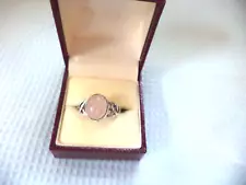 Vintage Sterling Silver Ring Marked 925 With Large Rose Quartz Stone