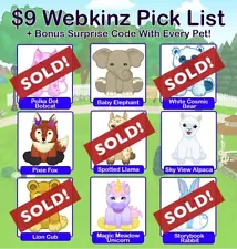 Webkinz: Pick Any 1 From List! [VIRTUAL CODES ONLY]