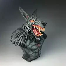 "Nastiest Cryptid" ceramic Werewolf or Dogman jug by face jug maker Jon May