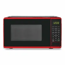 Mainstays MSF0R100072352 0.7 Cu ft Capacity, Countertop Microwave Oven, Red