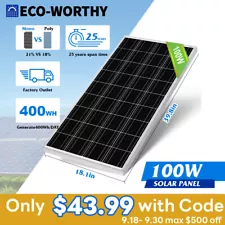 ECO-WORTHY 100W Watt 12V Monocrystalline Solar Panel 12BB Cell For Home RV