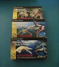 Lot of 3 Dinosaur Prehistoric Skeleton Model Kits New Ychthyosaur Pterosaur MORE