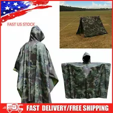 US Military Woodland Ripstop Wet Weather Raincoat Poncho Camping Hiking Camo