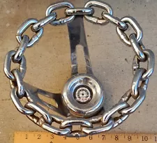 Vintage Rod Chain Steering Wheel 8" Chrome Steel Lowrider w/ Tru Spoke Horn Cap