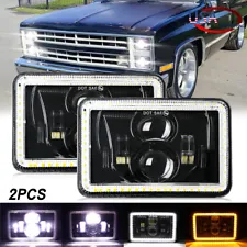 For 1981-1986 Chevy C30/C20/C10 4x6" LED Headlights Hi/Lo Beam Turn Signal DRL (For: Chevrolet C30)