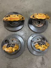 04-07 SUBARU WRX STI OEM SET OF 4 BREMBO BRAKE CALIPERS GOLD GENUINE FACTORY 06