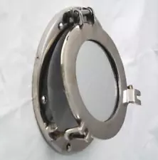 NAUTICAL MARINE NAVIGATION Aluminum Silver Finish 9" SHIP PORTHOLE with MIRROR