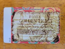 Golden Ticket Card Willy Wonka Coin Pusher Rare White Bar Card Number 010