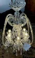 WATERFORD CRYSTAL F6 FLEUR DE LIS 6 ARM CHANDELIER ~ MADE IN IRELAND