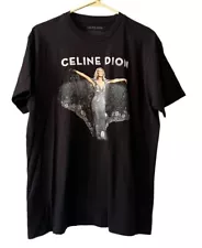 Celine Dion “Courage” Tour 2019 Black Shirt Two Sided Graphic Tee Size Large