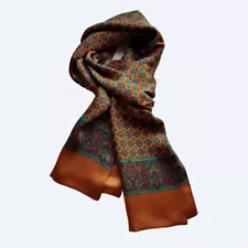 Men's 100 Pure Silk Scarf Neckerchief Long Double Layer Cravat Business Casual