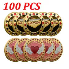 100PCS Welcome To Nevada Las Vegas Poker Chip Angel Casino Gold Medal Lucky Coin