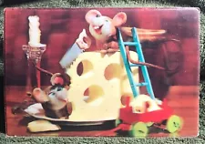 Mouse Mice Cheese Cat's Away 1960's Vari-Vue Lenticular 3-D Postcard PC View