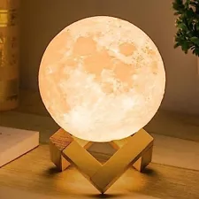 Mydethun Moon Lamp Home Décor for Kids Women 4.7 Inch White & Yellow