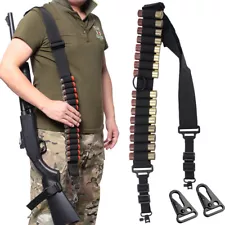 Black Shotgun Sling 2 Point Non-Slip Adjustable Ammo Sling with 16 Shell Holder