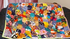 Patchwork Quilt 39" X 52" Multi-color Floral Pattern Throw Many Different