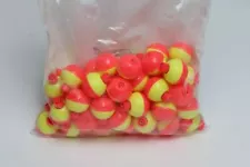 50 Count - 1" 25mm - ROUND Fishing BOBBERS - ORANGE & YELLOW - Made in the USA