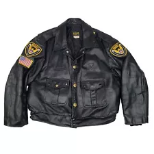 Vintage Kale Uniforms Chicago Police Motorcycle Black Leather Jacket 50 XL Cop