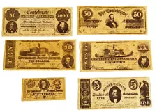 American Civil War Confederate Battle Set Replica Money Parchment Banknotes