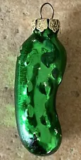 New ListingSmall Glass Dill Pickle Ornament 2.5” Metallic Green For Pickle Legend Tradition