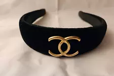 Vintage Black Velvet Chanel Headband Hair Accessory Hairband Fashion Accessories