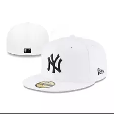 New York Flat Fitted Yankees Caps Full Closed NY Baseball Hats White