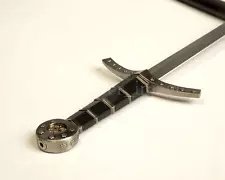 23" King Arthur Knight's Short Sword* & Scabbard Black|Silver Medieval Collectab