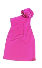 Gabrielle Union New York & Co Hot Pink One Shoulder Rosette Dress -stunning - M