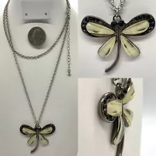 32-35” Silver Tone Firefly Pendant 2x2” #9