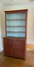 Early American pine painted primitive hutch 78inches x 40 wide x19 red original