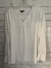 NYDJ White Sheer Blouse 100% Polyester EUC Women's Size M