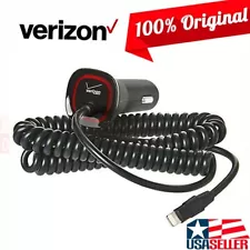 Original Verizon Car Charger w/Logo for iPhone iPad iPod w/Apple Lightning Port