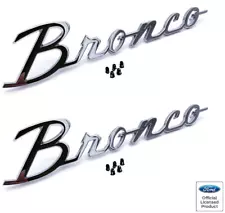 Pair Chrome Fender Script Trim Emblems w/ Clips For 1966-1977 Ford Bronco