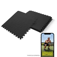 Centr - Gym Flooring Exercise Mats - 24 Sq Ft - Black