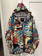 REASON DRIP JACKET Pop Art Men 3XL Pullover 1/2 Zip Multi Color All Over Graphic