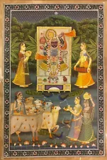 Hand Painted Indian Original Shreenath Ji Antique Large Pichwai Miniature Art