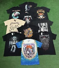 Lot of 10 NEW Rock Band Concert Tour T-Shirt Tees Men's Size Medium Hardcore