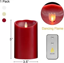 Aglary Pillar Candles 3.5" x 5" Weddings, Home Decoration, Restaurants, Spa,-Red