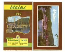 Vintage 1950 Maine Official Road Map – ME State Highway Comm. (Stamped)