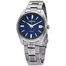 Seiko Essentials Quartz Blue Dial Titanium Men's Watch SUR373P1