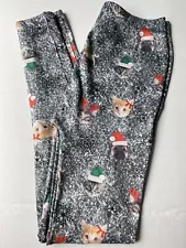 Target Women’s Christmas Holiday Pug/Kittens Grey Stretch Leggings Size L/XL