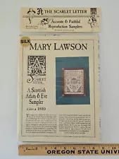 The Scarlet Letter MARY LAWSON c1810 Reproduction Cross Stitch Sampler Kit LTK