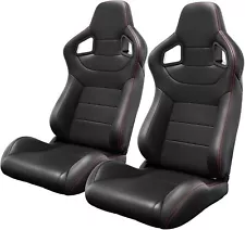 New Listing2-Piece Universal Racing Bucket Seats with PVC Leather, Dual Sliders, Reclinable